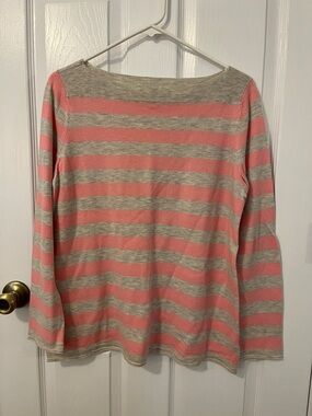 GAP Striped Knit Top in Pink and Light Gray
